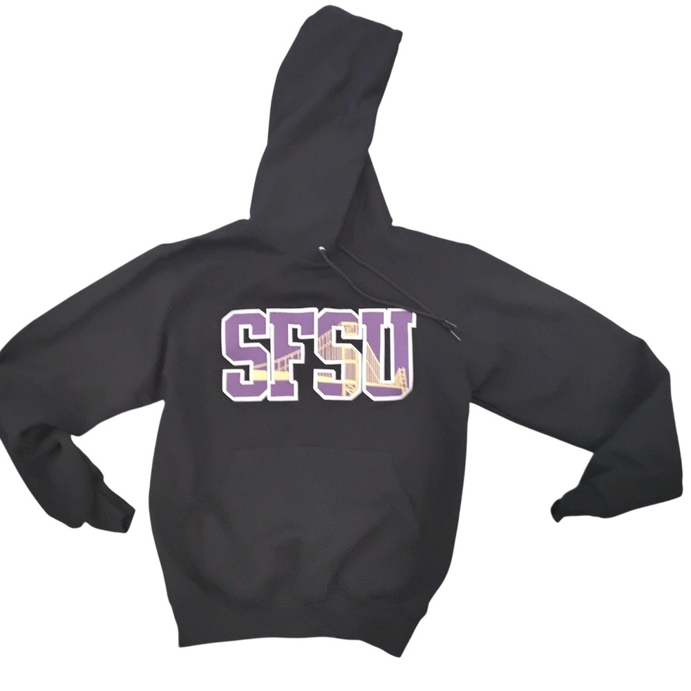 Champion SFSU‎ San Francisco State University Hoodie Black Fleece XS Golden Gate